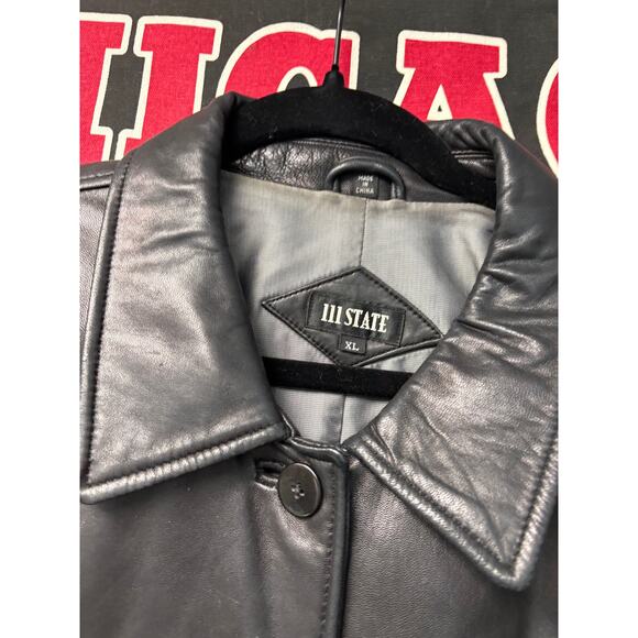 111 State Genuine Leather Biker Jacket Womens XL Black Motorcycle Grunge Goth - Picture 3 of 7